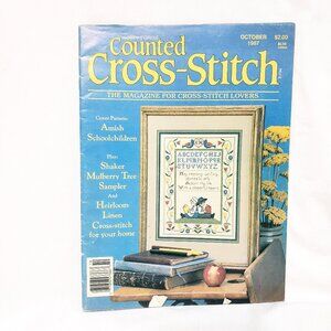 Women's Circle Counted Cross Stitch Magazine October 1987 Schoolchildren Sampler